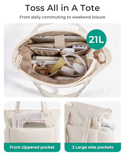 Image of BAGSMART Tote Bag for Women, Lightweight Puffy Tote Bag with Compartments Shoulder Bag Handbag for Travel, Work, Gym | Lightweight