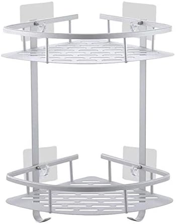 Bathroom Corner Shelves No Drilling Wall Mounting Aluminum 2 Tier Shower Organizer Caddy Adhesive Storage Basket Bathroom and Kitchen Accessories