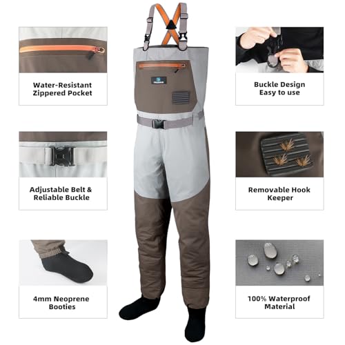 Image of Trudave Fishing Waders, Waterproof Chest Waders for Men & Women, Lightweight Insulated Stockingfoot Waders Breathable Fly Fishing Waders for Fishing Hunting