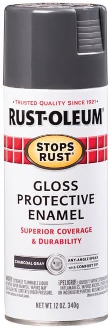 Rust-Oleum 7784830-6PK Stops Rust Spray Paint, 12 oz, Gloss Charcoal Gray, 6 Pack
