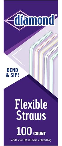 Diamond® Flexible Straws, includes 12 Packs of 100 Straws – 1200 Total