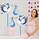 Storch Geburt für Draussen Blau,Klapperstorch zur Geburt,Klapperstorch Set zur Geburt Baby,Beidseitig Bedruckt,81CM Geburtsstorch inkl,Holzstab