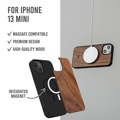 Woodcessories - Magnetic Bumper Case Compatible With Iphone 13 Mini Case With Magnet, Made Of Wood, Walnut #TOP1