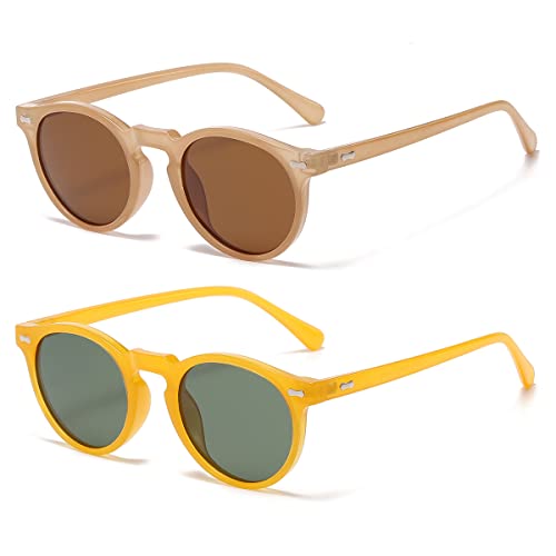 Image of Vintage Polarized Sunglasses for Men Women Round Retro Classic Fashion Eyewear UV400 Protection Sun Glasses