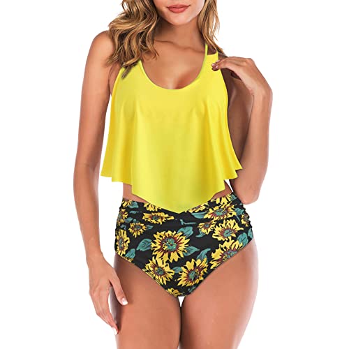 Haut de bain pour femme et bikini deux pièces anti-complexes taille haute