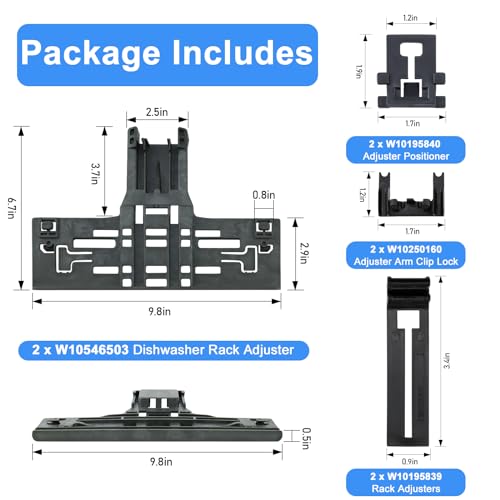 Upgraded WPW10546503 Dishwasher Top Rack Adjuster Compatible with Kitcheneaid Dishwasher Parts Upper Rack, Includes W10546503 W10195840 W10195839 W10250160 Part for Whirlpool kenmore Dishwasher, 8 PCS by Funmit - Image 4
