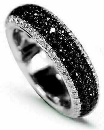 2.00 Ct Round Cut Black Diamond Half Eternity Wedding Band Ring, 14K White Gold Finish, Sterling Silver