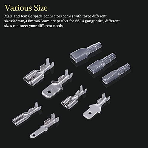 Twidec CA-SPADE-270 360Pcs 2.8/4.8/6.3Mm Quick Splice Male And Female Wire Spade Connector Crimp Terminal Block Assortment Kit thumb #2