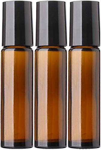 Dinemart 10ML Amber Empty Glass Roller Bottles with Stainless Steel Ball & Black Plastic Cap,Rollon Bottles for Essential Oils,Perfumes,Lip Balm,Liquids Aromatherapy Refillable Bottle,10ML,Set of 3PCS-image-32