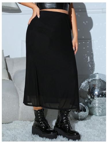 Women's Plus Size Bodycon Midi Skirt High Waisted Casual Long Skirts4