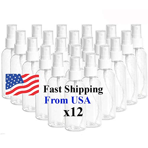 60ml/2oz Clear Spray Bottles Fine Mist Sprayer Refillable Container, 12