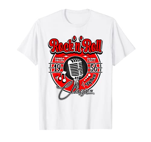 Rockabilly Hombre Ropa Mujer Rockera Micrófono Rock and Roll Camiseta