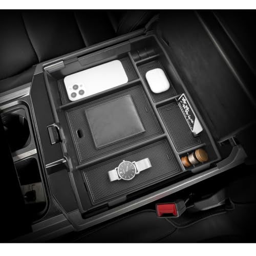 Image of LUWU Center Console Organizer Fits Ford F-250 F-350 F-450 Super Duty 2023-2027 Accessories | for 2023-2025 2026 2027 Ford F250 F350 F450 Armrest Console Storage Box Insert Tray Coin Container