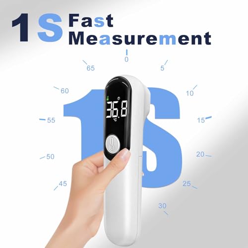Thermomètre infrarouge numérique pour adultes et enfants avec alarme de fièvre, grand LED Chiffres, haute précision, 1s Thermomètre pour bébé à lecture précise et rapide