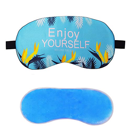 Image of Jenna Sleep Eye Mask with Super Smooth And Adjustable Strap- Super Soft & Cozy, Blindfold and Travelling (Silk Enjoy Blue Gel)