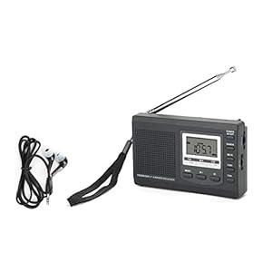 Draagbare radio met batterijen, ontvanger FM/MW/SW, draadloze ontvanger, full-frequentie-ontvanger met digitale klok en alarm (zwart)