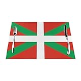 Basque Flag Durable Waterproof! 4-Pack PVC Woven Placemats, Sleek Design, Easy Table Protection