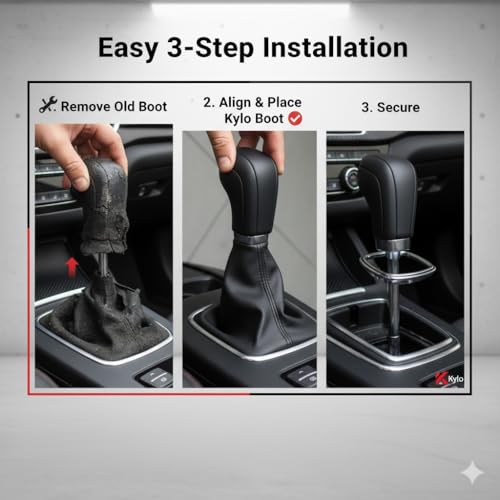 Image of KYLO Leather Gear Shift Cover - Anti-Slip, Durable, Washable Gear Knob Protector for Manual Cars Suitable for (GL Cover ACE)