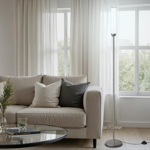 Image of Ambimall LED Floor Lamp with Remote Control, Foot Switch, Deep Grey