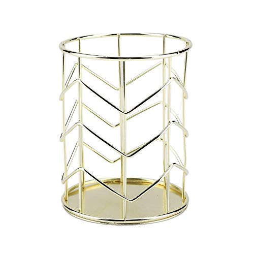 Pinsel Organizer, Stiftehalter Durchbrochen, Metall Desktop Bleistifthalter Stift Make-up Pinsel Briefpapier Eisen Schreibtisch Organizer, ​für Büro Haushalt Schule(golden) Cover