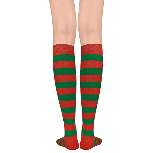 Image of DOOVID Casual Knee High Socks for Women Tube Socks Elasticity Athletic Socks Thin Stripe Knee High Stockings