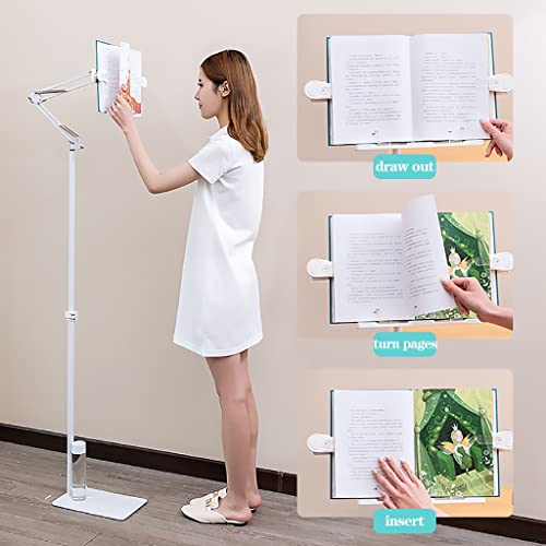 TTDGYYXW Mensola di Lettura Regolabile da con Lampada, Supporto per Libri Pieghevole per Letto, Staffa per Libri di Cucina Regolabile in Altezza, Supporto per spartiti a Braccio Lungo per Ufficio