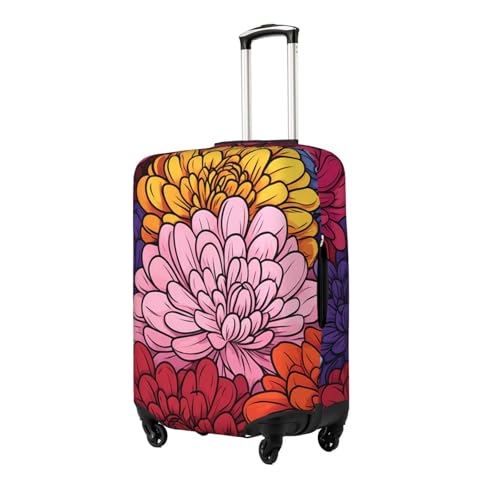 Colorful Chrysanthemum Elastic Travel Luggage Cover, Washable Spandex Suitcase Protector, Anti-Scratch Fits 18-32 Inch2