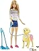 Produktbild Barbie Walk and Potty Pup, Puppe mit blonden Haaren und laufendem Hund, Kotschaufel, Accessoires, inkl Puppe Hund, Geschenk für Kinder, Spielzeug ab 3 Jahre,DWJ68