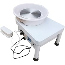 9.8-Inch / 25cm Electric Pottery Wheel with Foot Pedal, Adjustable Speed Ceramic Clay Throwing Wheel for Adults, Beginners, Home DIY and Professional Use