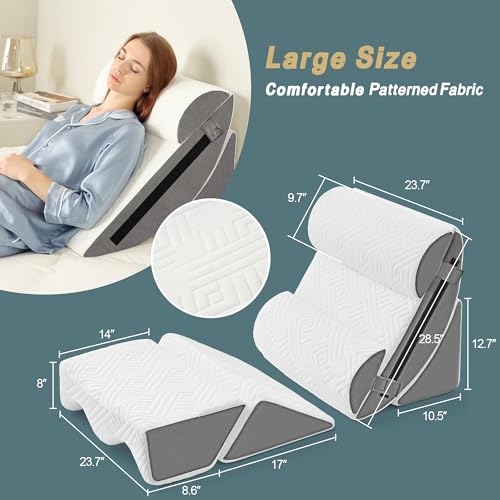 Dorifine 6pcs Orthopädisches Bett Keil Kissen Set für Post Chirurgie, Memory Foam zum Schlafen, Rücken- und Beinschmerzlinderung Bequem und justierbare Stützkissen-Anti Schnarchen, Sodbrennen