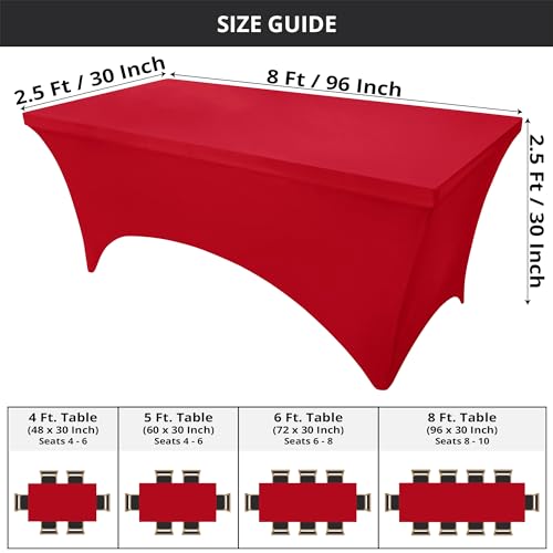 image for Utopia Kitchen Spandex Tablecloth 2 Pack [8FT, Red] Tight, Fitted, Was