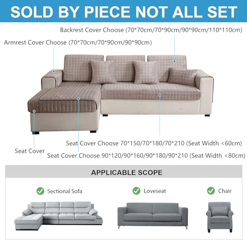 GKXLH Sofa überzug Waschbar - Neue Weiche Flanell Sofa Cover, rutschfeste Sofabezug 2 3 4 Sitzer Couch überzug Sofaüberwürfe für Sektionssofa, Sofa Bezug L Form Möbelschutz (Heller Kaffee, 70x150cm)
