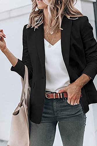 Women's Casual Blazer Open Front Long Sleeve Lapel Work Office Business Blazer Jacket with Pockets2