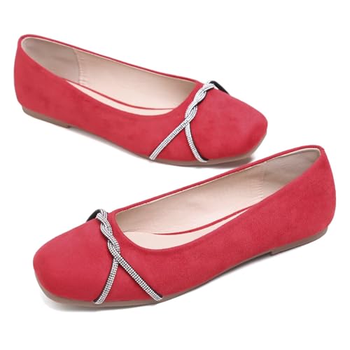 Image of TN TANGNEST Womens Casual Flats Chain Ballet Flats | Fashion Pointed Toe Rhinestone Flats, Comfort Slip On Dress Shoes for Business Work Office Wedding Party