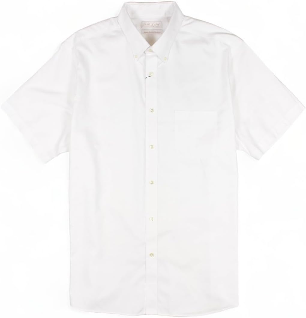 Gold Label Men's Wrinkle-Free Shirts Short Sleeve Button Down Casual Dress Shirt with Pocket, Regular Sizes