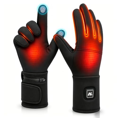 Icefolwer Heated Gloves Liners for Men Women Rechargeable Electric Heated Work Gloves with 3 Heat Settings Tou