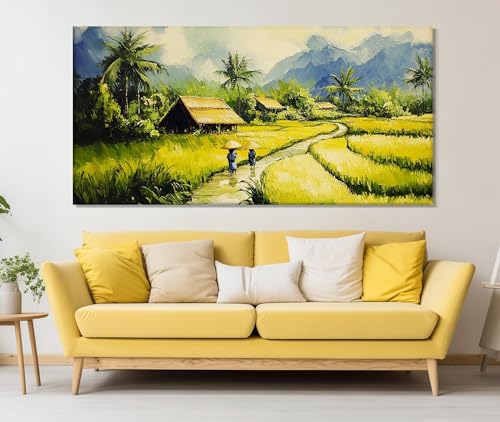 Peinture de rizières du Vietnam sur toile pour une déco de salon zen