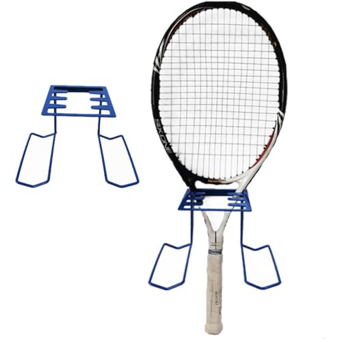 Gloperti Tennis Racket holder Metal Wall Mounted Tennis Racket Storage Rack For Tennis Badminton Paddel Racket And Tennis Balls Blue Colour
