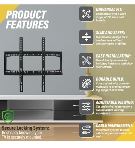 Image of Mumma's LIFE Heavy Duty TV Wall Mount Bracket for LED /HD /Smart TV's, Universal Fixed TV Wall Mount Stand (Pack of 1) (24 to 42 Inches)