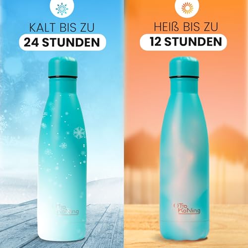 Otto Koning Edelstahl Trinkflasche Doppelwandige Vakuumisolierte Thermoskanne. Hält kalte Getränke 24 Stunden und heiße Getränke 12 Stunden. Auslaufsichere Thermosflasche BPA-frei