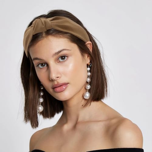 AHONEY Pacote com 5 faixas de cabelo femininas com nó largo, acessórios de cabelo antiderrapantes, p