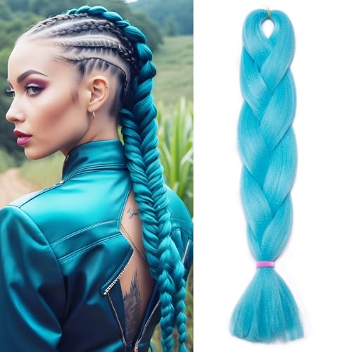 Benehair Extension Per Treccine Africane 60 cm Treccia Capelli Extension Colorate Jumbo Treccia Finta Capelli Fibra Sintetica Extensions per Treccine Azzurro cielo