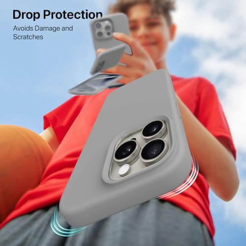 Image of Vaku Luxos Silicone Back Cover Case For iPhone 15 Pro Max Shockproof Anti Scratch Slim Fit Protective Design Military-Grade Protection Support Mag-Safe Wireless Magnetic Charging - Grey