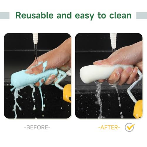 Voomey Mini-Farbrollerabdeckungen, hochdichter Schaumstoff-Farbroller, 10.2 cm Schaumstoff-Rollenfarbe, 24 Stück, passend für alle flachen Oberflächen, Türen, Tische usw.