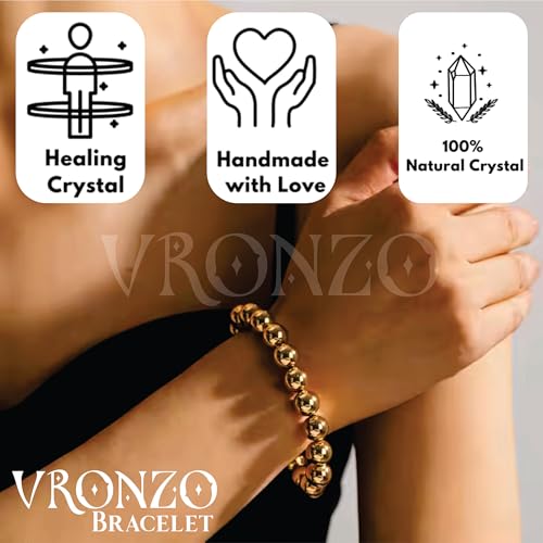 Image of VRONZO Certified Money Magnet Bracelet for Men & Women | Golden Pyrite Stone for Attracting Wealth, Good Luck, Prosperity, Business Growth, Abundance & Manifestation | Reiki Vastu Healing