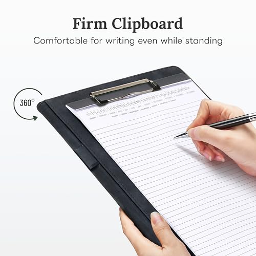 Image of Clipboard Folder Padfolio, Mymazn Writing Portfolio Faux Leather Clipboards with Cover for Legal Pad Holder Letter Size A4 8.5 x 12 for Business Conference Notepad Clip Boards
