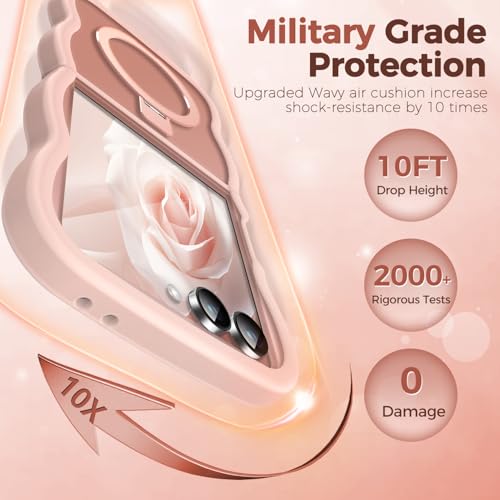Image of Cute Wavy Magnetic Stand Case for Galaxy Z Flip 7 Fit for MagSafe, Pink