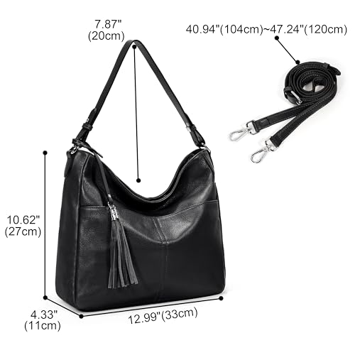Image of YALUXE Women's Real Leather Shoulder Bag Hobo Handbag Purse Crossbody Bag