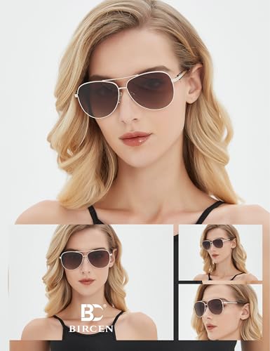 Image of BIRCEN Polarized Aviator Sunglasses Womens: Acetate Glasses UV Protection
