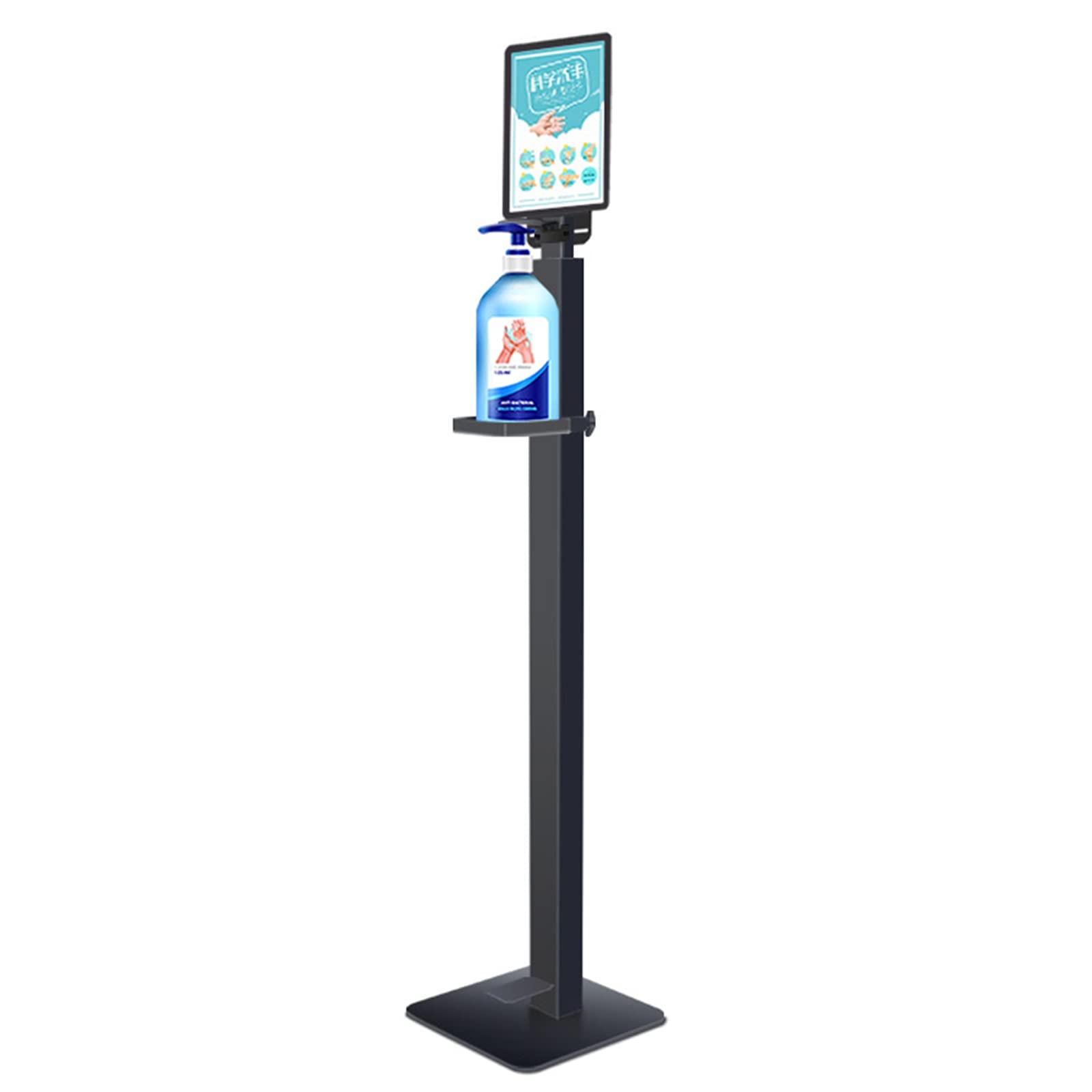 Supporto per dispenser di gel disinfettante per le mani, stazione di erogazione a pedale con cartello staccabile, portasapone per mani touchless per scuola/casa/azienda